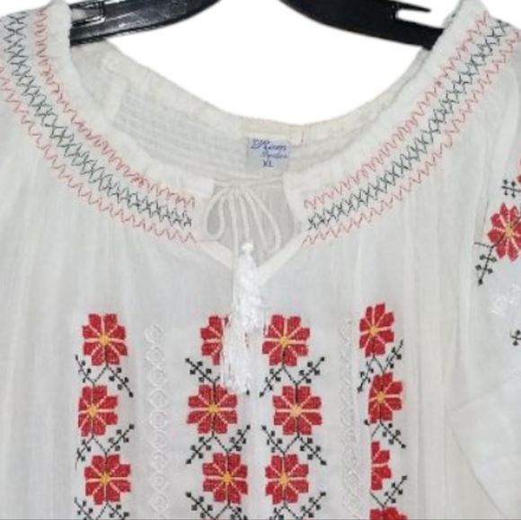 S/M🌺 Romanian Traditional Handmade Ethnic Embroidered Blouse Top Ie - Picture 4 of 8